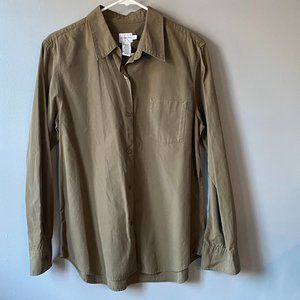 Calvin Klein Jeans Women's Button Down Utility Shirt Olive Green Size Large